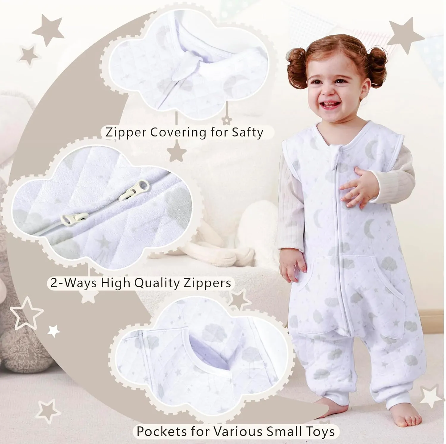 Toddler Sleep Sack with Feet - 1.0 Tog Lightweight Sleep Sack 12-18 Months 12-24 Months, Rayon Made from Bamboo Sleeping Sack 2-Way Zipper Wearable Blanket Baby