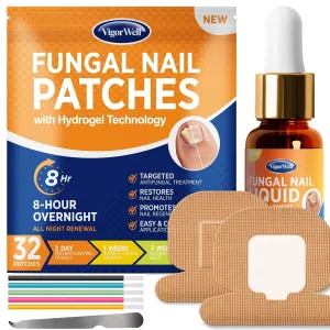 Toenail Fungus Treatment Extra Strength - Nail Fungus Treatment For Toenail Toe Nail Fungus Treatment Extra Strength - Nighttime Fungal Nail Patches & Fungus Nail Treatment Liquid Set (32patches 15ml)