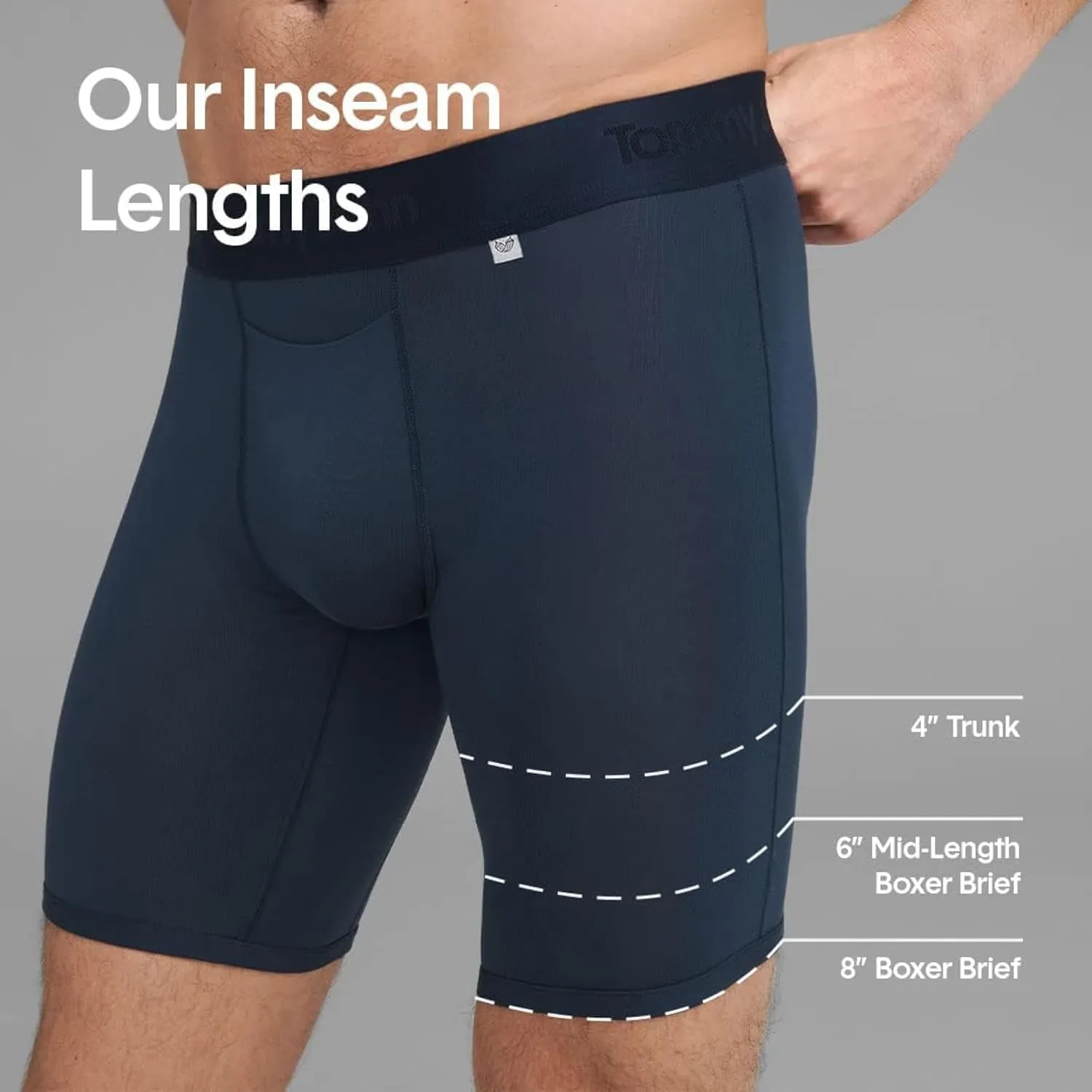 Tommy John Men’s Underwear – Cool Cotton Hammock Pouch Boxer Brief with Longer 8" Inseam – Comfortable Underwear