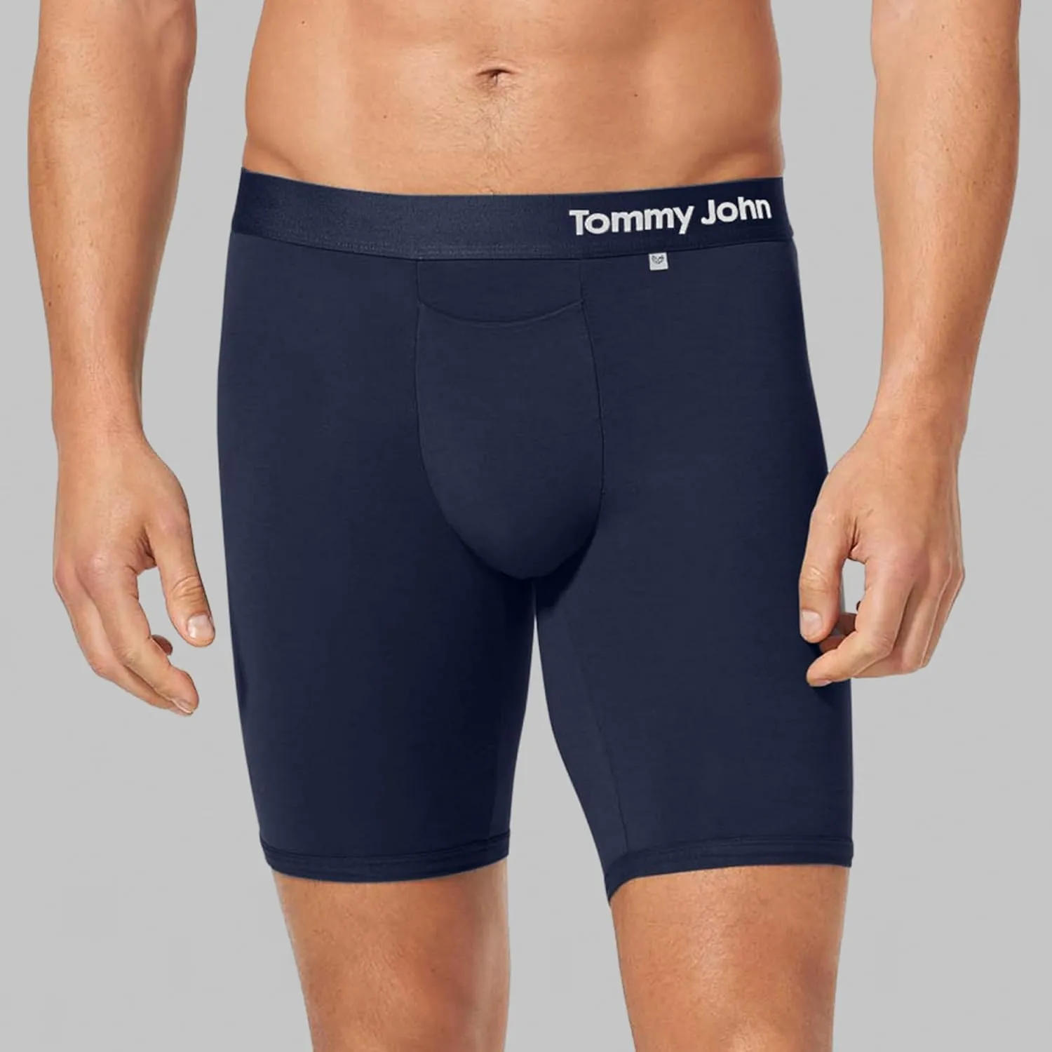 Tommy John Men’s Underwear – Cool Cotton Hammock Pouch Boxer Brief with Longer 8" Inseam – Comfortable Underwear