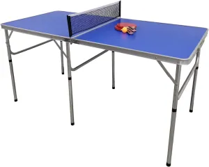 Trademark Innovations 5 Ft. Folding Table Tennis Ping Pong Table Set with Paddles and Balls, Blue