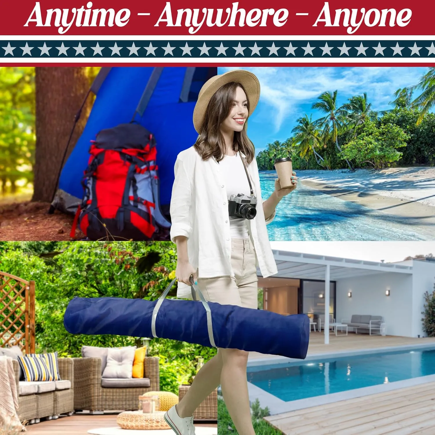 Tranquillo Uniki Collapsible Hammock, Folding Camping Hammock and Stand, 550 lbs Capacity Hammock with Stand, Heavy Duty Folding Hammock for Indoor Outdoor, Black