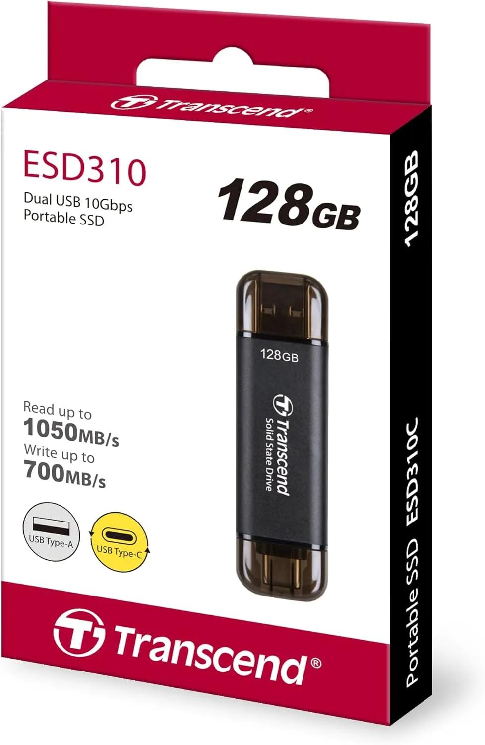 Transcend 128GB USB C External SSD, Up to 1,050MB/s, USB 3.2 Gen 2 Flash Drive, 2-in-1 Memory Stick Type C &Type A, Thumb Drive Photo Stick for Windows, Mac, iPhone, iPad, Android, Tablet&PC, Smart TV