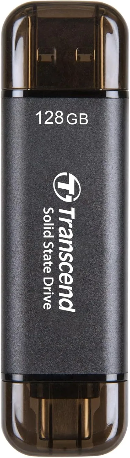 Transcend 128GB USB C External SSD, Up to 1,050MB/s, USB 3.2 Gen 2 Flash Drive, 2-in-1 Memory Stick Type C &Type A, Thumb Drive Photo Stick for Windows, Mac, iPhone, iPad, Android, Tablet&PC, Smart TV