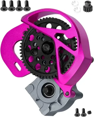 Transmission Gearbox Upgrades Part for 1/10 Axial SCX10, SCX10 II 90046,90047,AX10 RC Crawler Truck,Aluminum Center Transmission Gearbox Hops up,Pink&Titanium