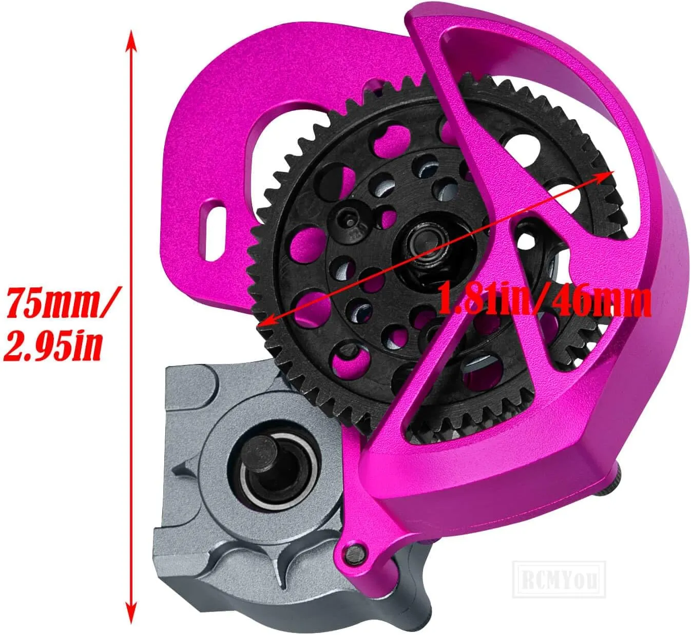 Transmission Gearbox Upgrades Part for 1/10 Axial SCX10, SCX10 II 90046,90047,AX10 RC Crawler Truck,Aluminum Center Transmission Gearbox Hops up,Pink&Titanium