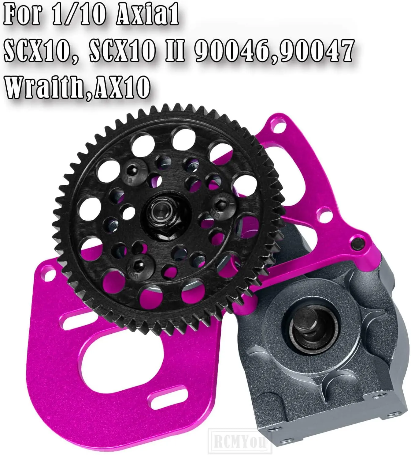 Transmission Gearbox Upgrades Part for 1/10 Axial SCX10, SCX10 II 90046,90047,AX10 RC Crawler Truck,Aluminum Center Transmission Gearbox Hops up,Pink&Titanium