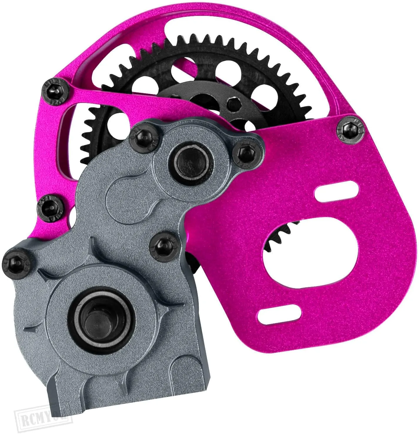 Transmission Gearbox Upgrades Part for 1/10 Axial SCX10, SCX10 II 90046,90047,AX10 RC Crawler Truck,Aluminum Center Transmission Gearbox Hops up,Pink&Titanium