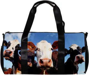 Travel Bag,Mens Gym Bag,Womens Gym Bag,Farm Prairie Cute Cow,Sports Bag