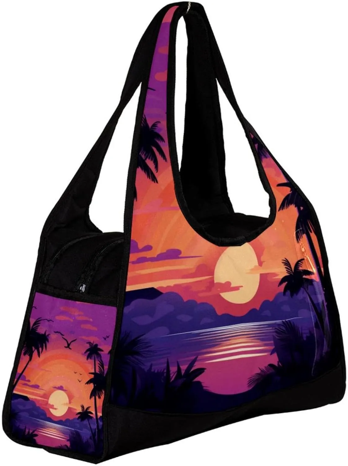 Travel Bag,Mens Gym Bag,Womens Gym Bag,Purple Palm Tree Sunset,Sports Bag