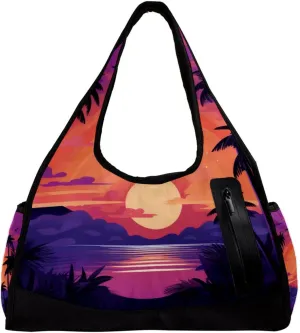 Travel Bag,Mens Gym Bag,Womens Gym Bag,Purple Palm Tree Sunset,Sports Bag