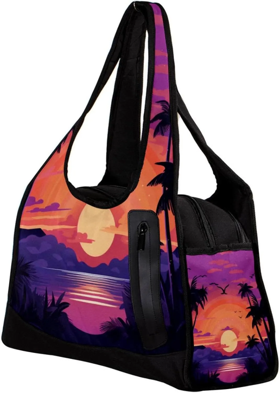 Travel Bag,Mens Gym Bag,Womens Gym Bag,Purple Palm Tree Sunset,Sports Bag