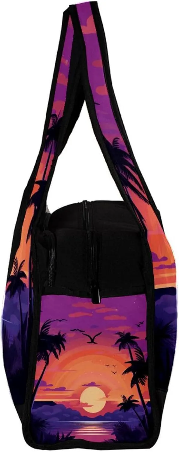 Travel Bag,Mens Gym Bag,Womens Gym Bag,Purple Palm Tree Sunset,Sports Bag