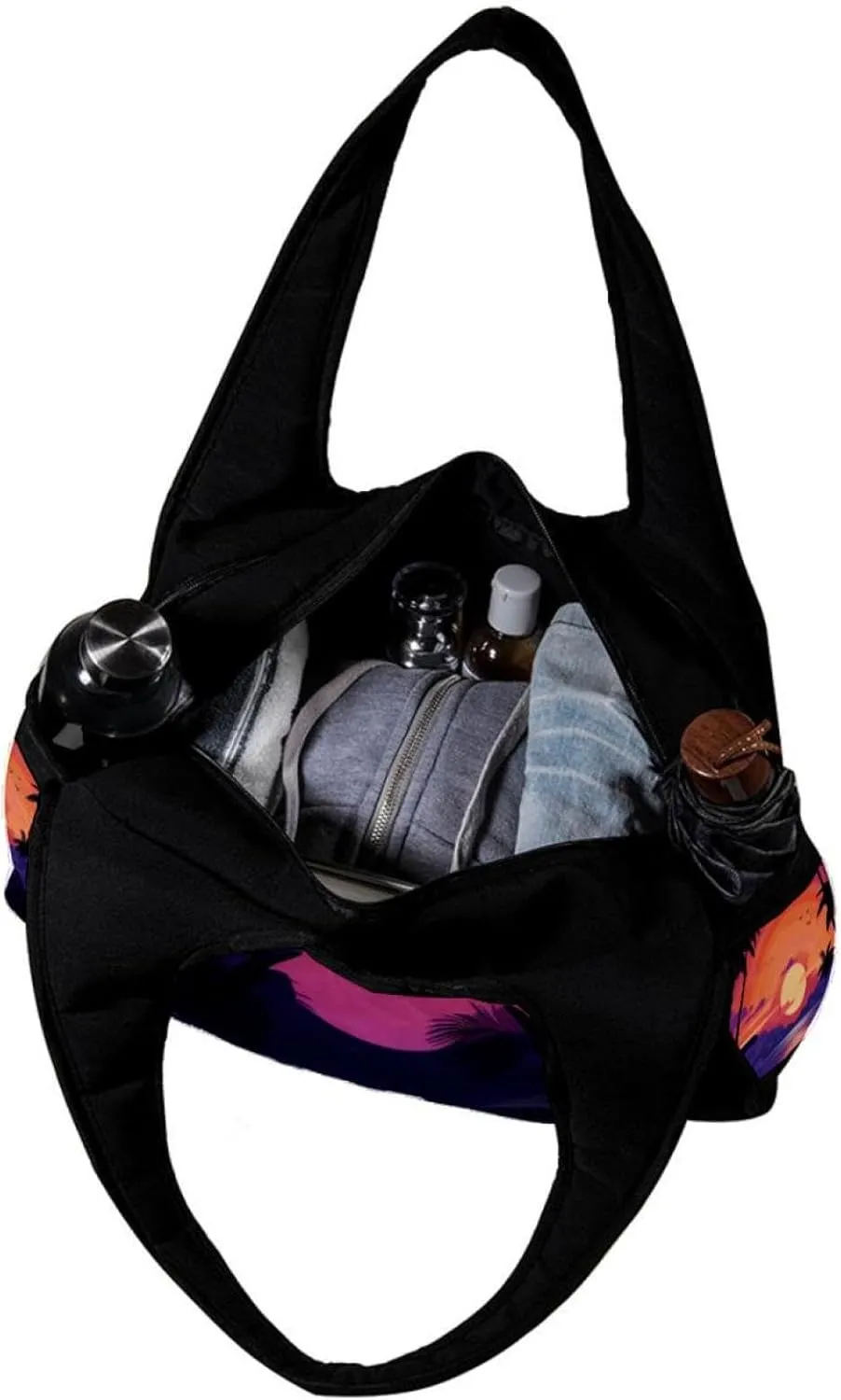 Travel Bag,Mens Gym Bag,Womens Gym Bag,Purple Palm Tree Sunset,Sports Bag