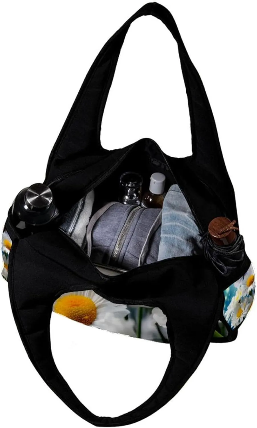 Travel Bag,Mens Gym Bag,Womens Gym Bag,White Daisy Butterfly Flower,Sports Bag