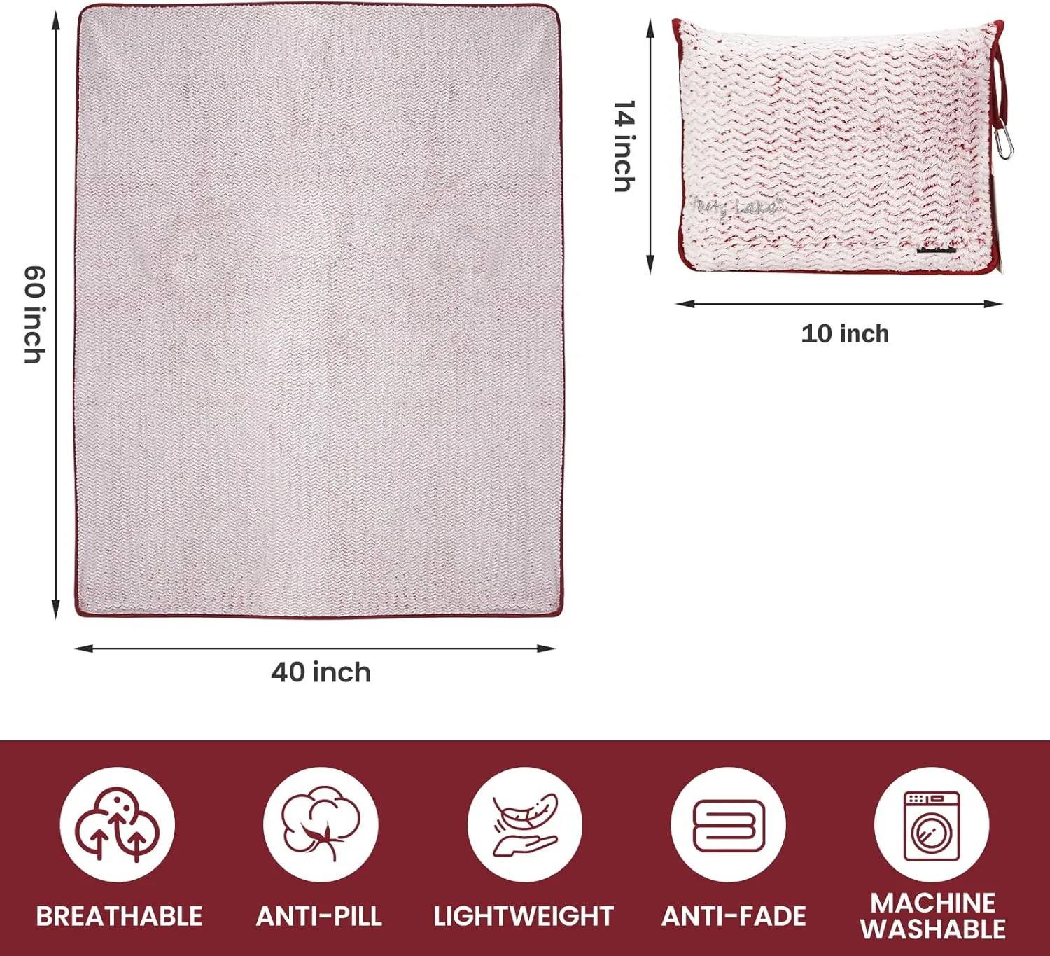 Travel Blanket and Pillow Set，Airplane Blanket Compact 2-in-1 Soft Bag，Travel Essentials for Flight，Plane Car Traveling Gift Accessories，Luggage Backpack Strap 65"x50" (Ⅰ-White Red)