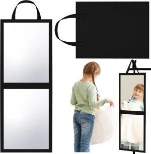 Travel Hanging Mirror Full Length for Dance Bag 33. 5 x 13. 4 Inch Foldable Backstage Mirror for Dancers Artists Aestheticians Home Spa Dance Competition Must Haves(Black)