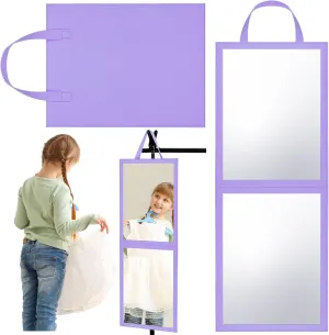 Travel Hanging Mirror Full Length for Dance Bag 33. 5 x 13. 4 Inch Foldable Backstage Mirror for Dancers Artists Aestheticians Home Spa Dance Competition Must Haves(Purple)