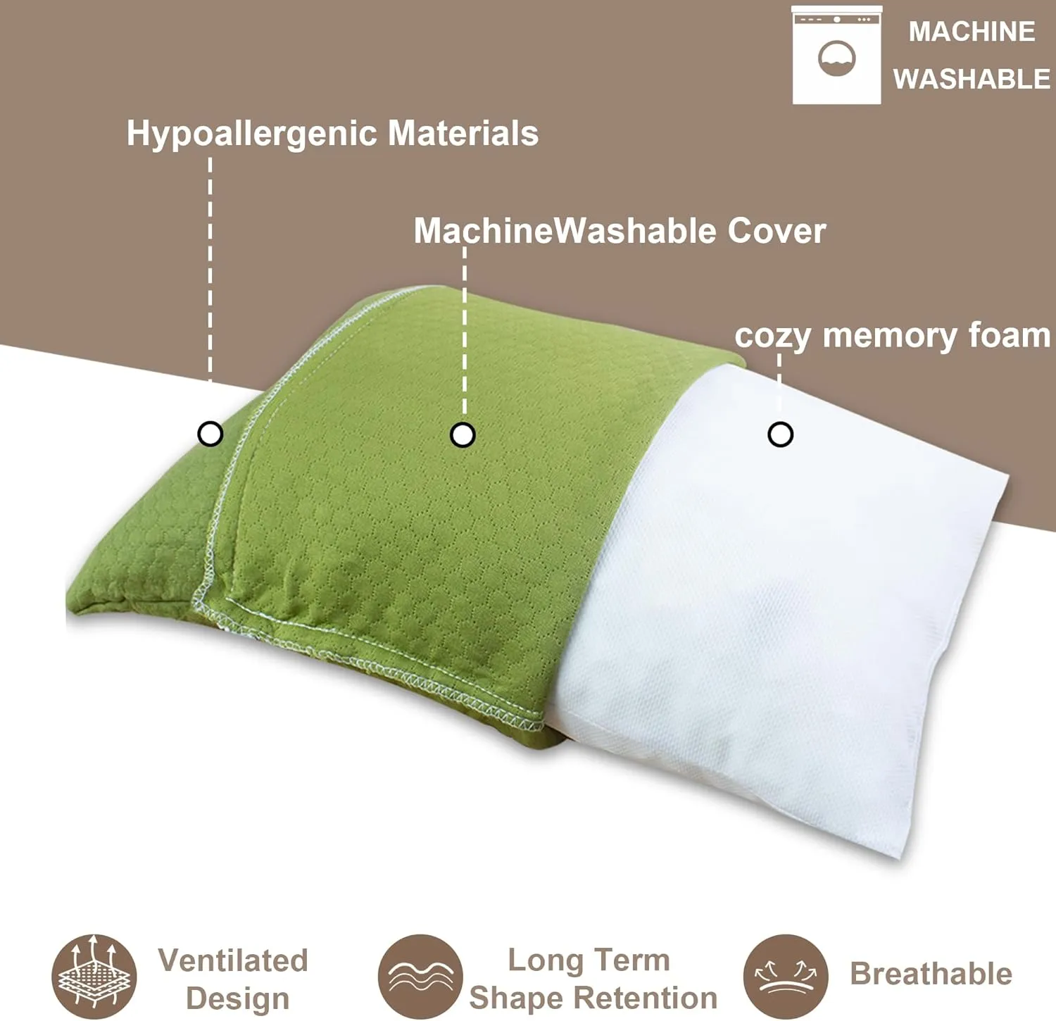 Travel Pillow Backpacking Pillow, Compressible Memory Foam Pillow Breathable Cover for Travel Airplane Hiking and Car