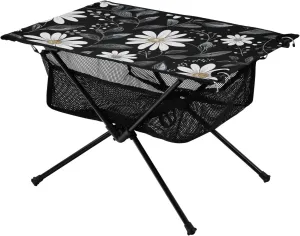 Tray Table Black Daisy Ultra Compact Grill Table with Carry Bag for Outdoor Kitchen Picnic
