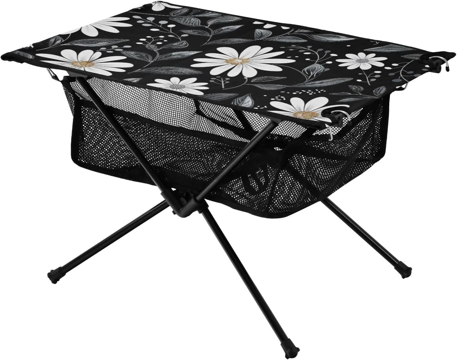 Tray Table Black Daisy Ultra Compact Grill Table with Carry Bag for Outdoor Kitchen Picnic
