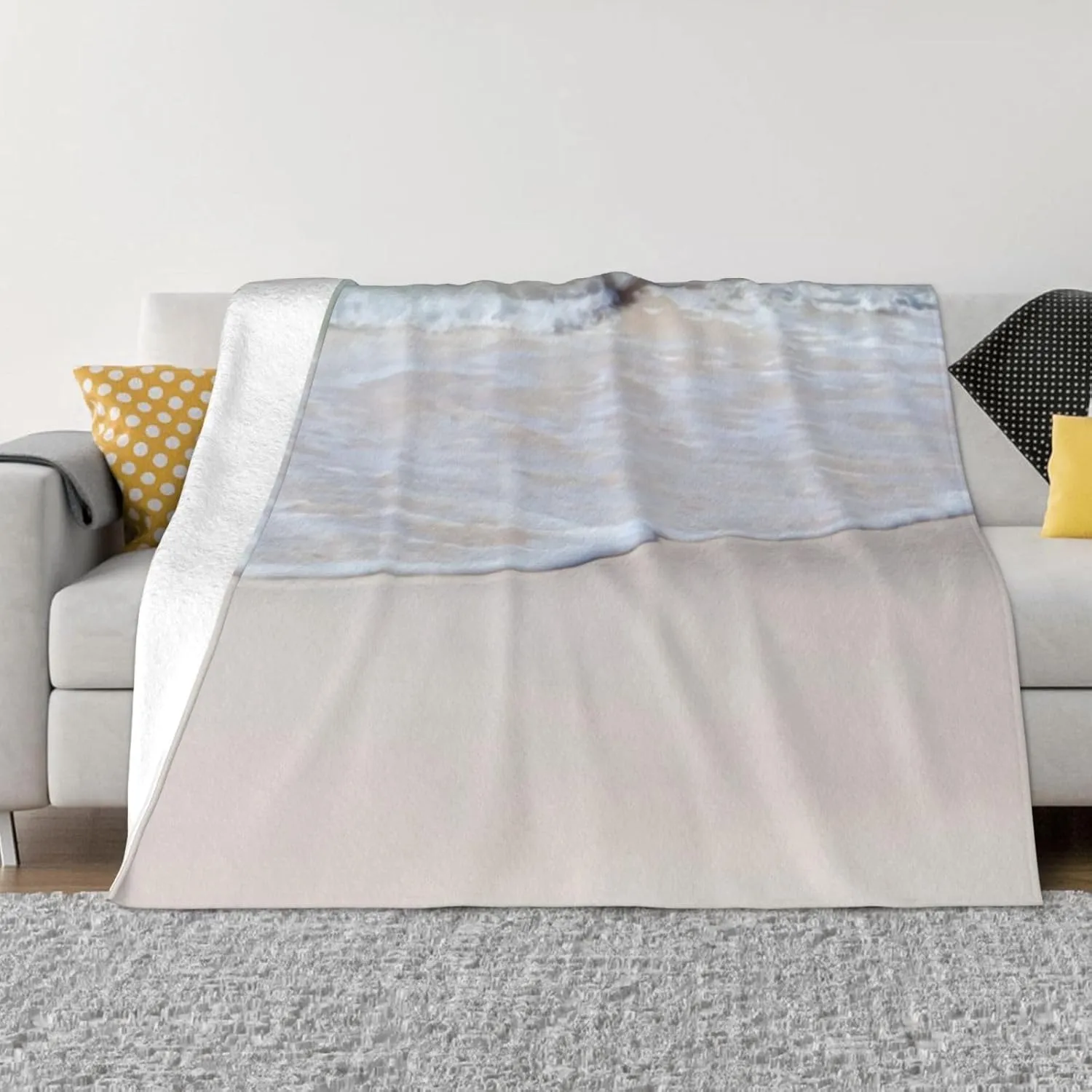 Tropical Beach Scene Turquoise Water 60"X50" Flannel Blanket - 100% Soft Polyester, Lightweight and Warm, Suitable for Families, Camping, Travel