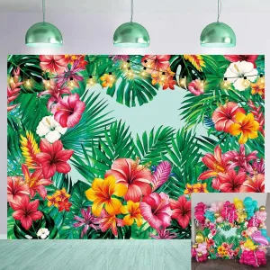 Tropical Palm Leaves Backdrop Floral Leaves Summer Jungle Hawaiian Luau Party Photography Background Aloha Theme Wedding Baby Shower Birthday Party Decorations Banner Photo Booth Props (10x8FT)
