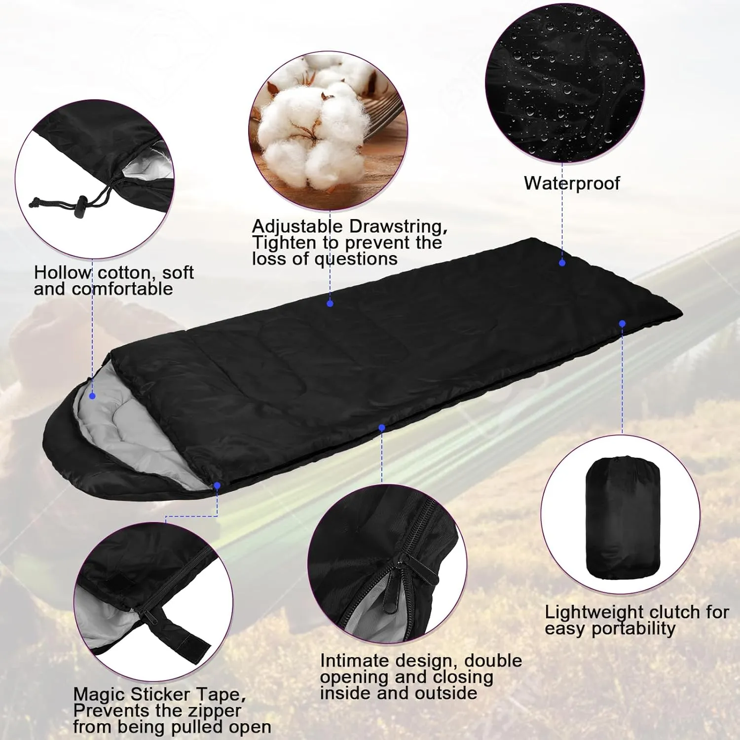 Tudomro 16 Pack Camping Sleeping Bags Bulk Adults Envelope 4 Season Cold Warm Weather Lightweight Waterproof Compact Backpacking Sleeping Bag for Travel Hiking