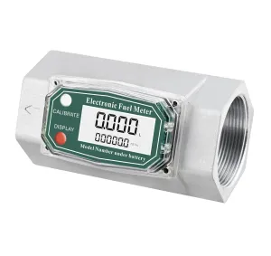 Turbine Flow Meter Electronic Digital Flow-Meter Aluminum Alloy Liquid Water Diesel Gasoline Methanol Kerosene Oil (2 inch Internal Thread Gauge)