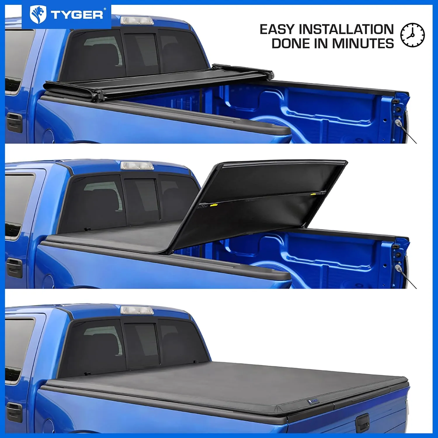 Tyger Auto T3 Soft Tri-fold Truck Bed Tonneau Cover Compatible with 2015-2025 Ford F-150 | 6.5' (79") Bed | TG-BC3F1042