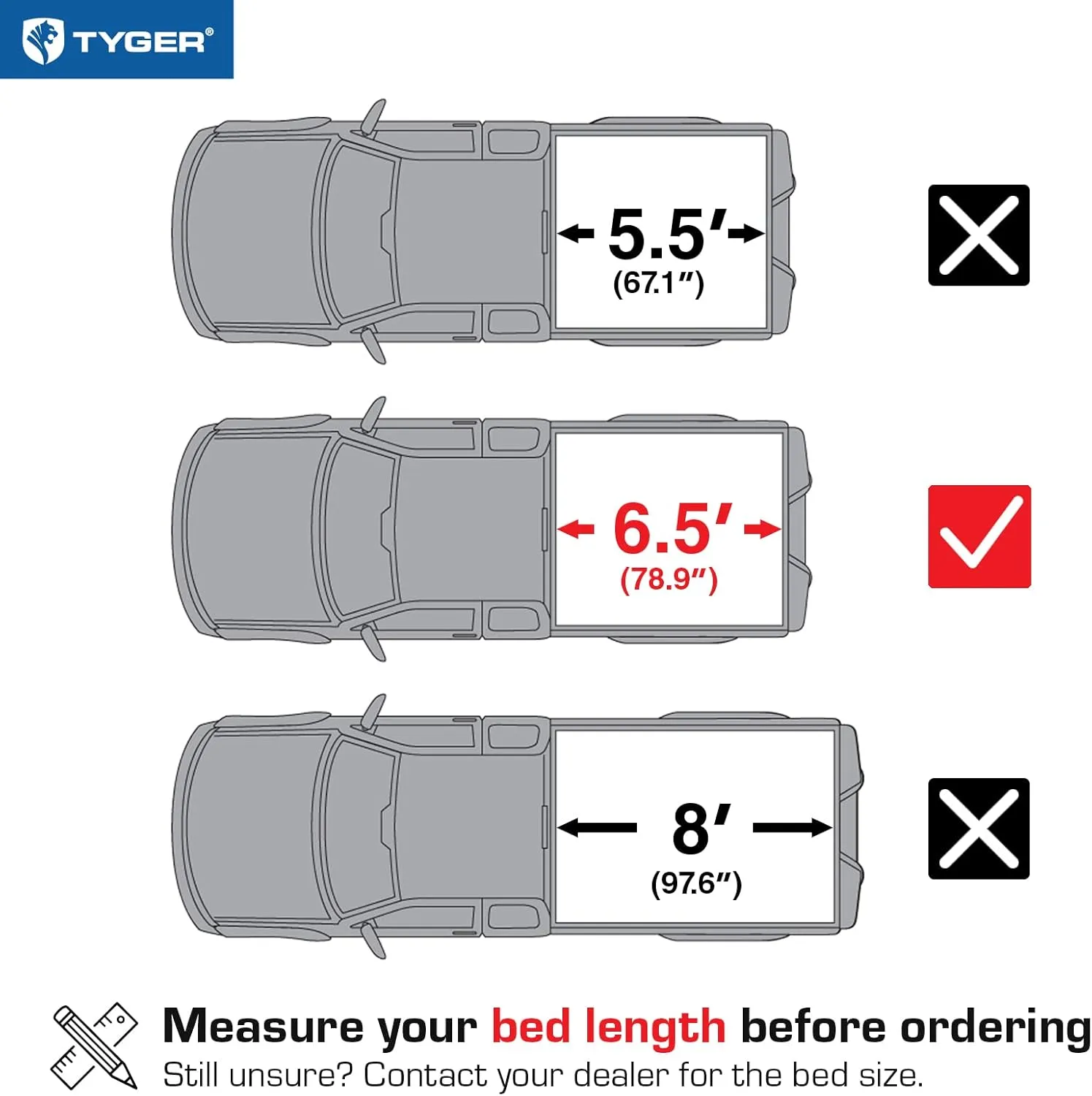 Tyger Auto T3 Soft Tri-fold Truck Bed Tonneau Cover Compatible with 2015-2025 Ford F-150 | 6.5' (79") Bed | TG-BC3F1042