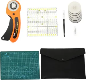 ULDIGI 1Set Rotary Cutter Fabric Cutter Kit with Ergonomic Grip Blade Design for Sewing Projects Tailoring and Home Use Includes Storage Bag
