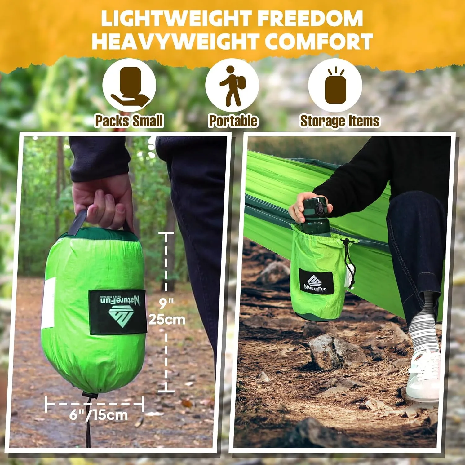 Ultra-Light Travel Camping Hammock | 300kg Load Capacity,Breathable,Quick-Drying | 2 x Premium Carabiners,2 x Nylon Slings Included | Outdoor Indoor Garden