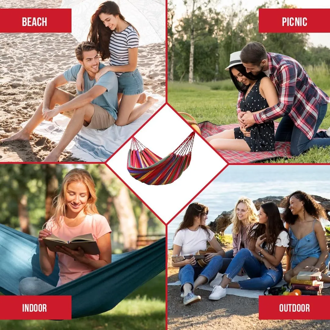 Ultra-Light Travel Camping Hammock with Tree Straps for Hanging - Durable Folding Hammock Up to 3.19lbs, Portable Hammock Camping for Indoor and Outdoor - Double/Red