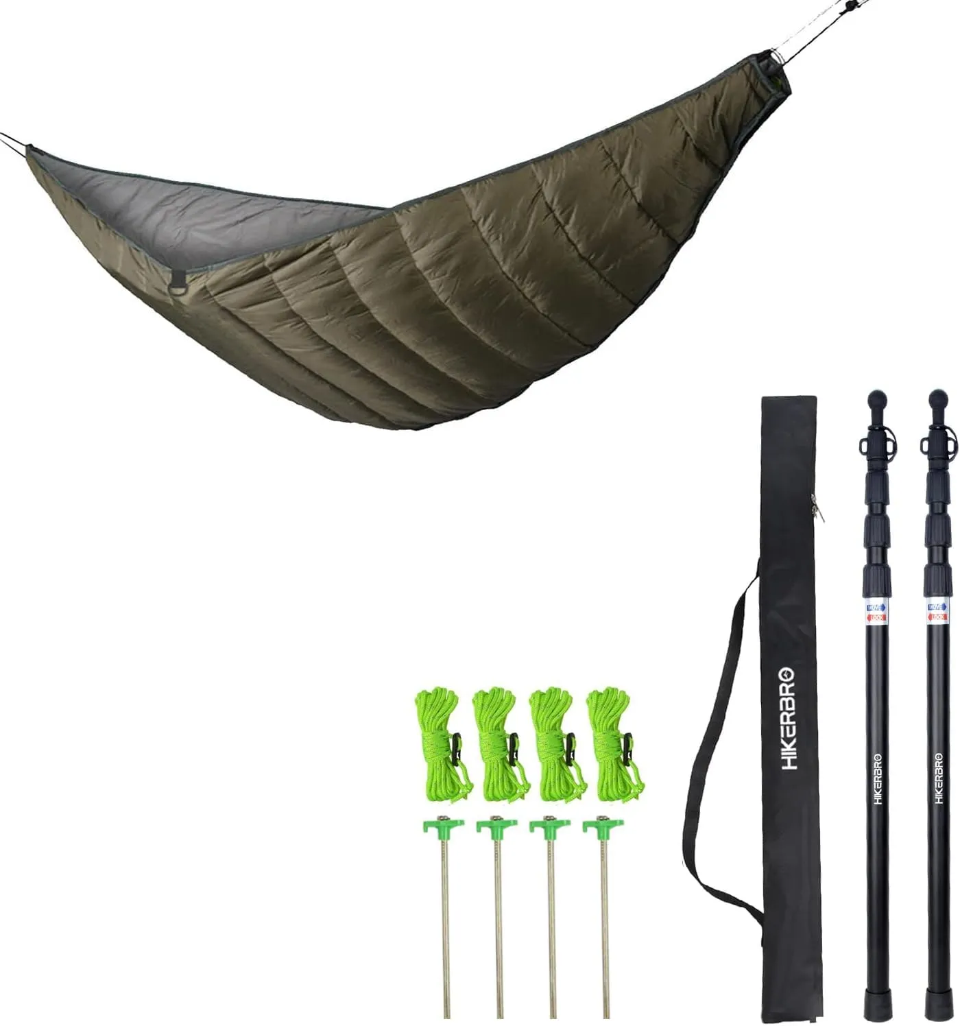 Ultralight Hammock Underquilt for Hammock Camping, Backpacking & 2 Telescoping Tarp Poles, Heavy Duty 7.67ft Aluminum Tent Poles for Tarp with Rubber Cap
