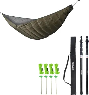 Ultralight Hammock Underquilt for Hammock Camping, Backpacking & 2 Telescoping Tarp Poles, Heavy Duty 7.67ft Aluminum Tent Poles for Tarp with Rubber Cap