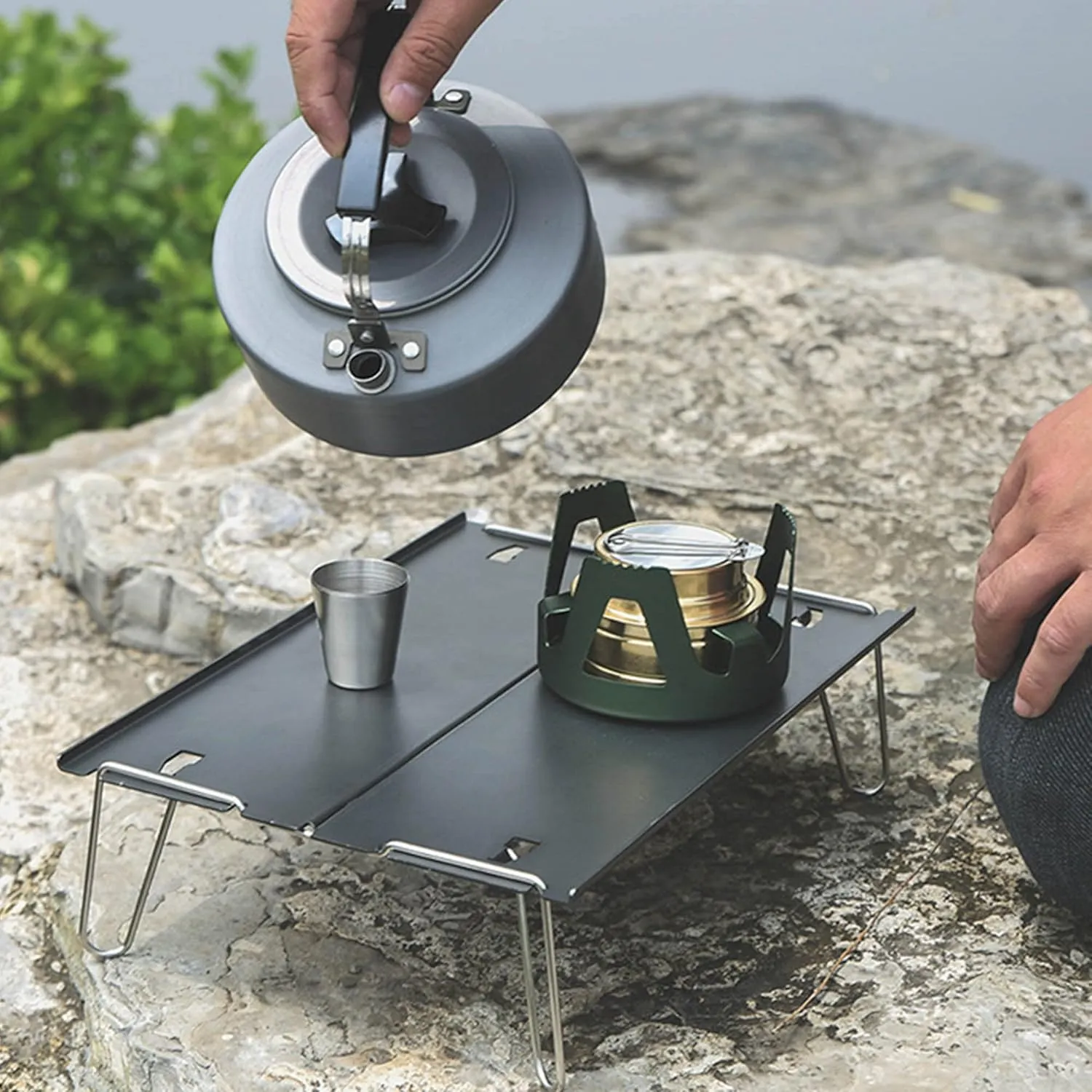 Ultralight Mini Folding Camping Table, Portable Outdoor Aluminum Alloy Compact Table, Multipurpose BBQ Coffee Table with Storage Bag for Camping Fishing Picnic