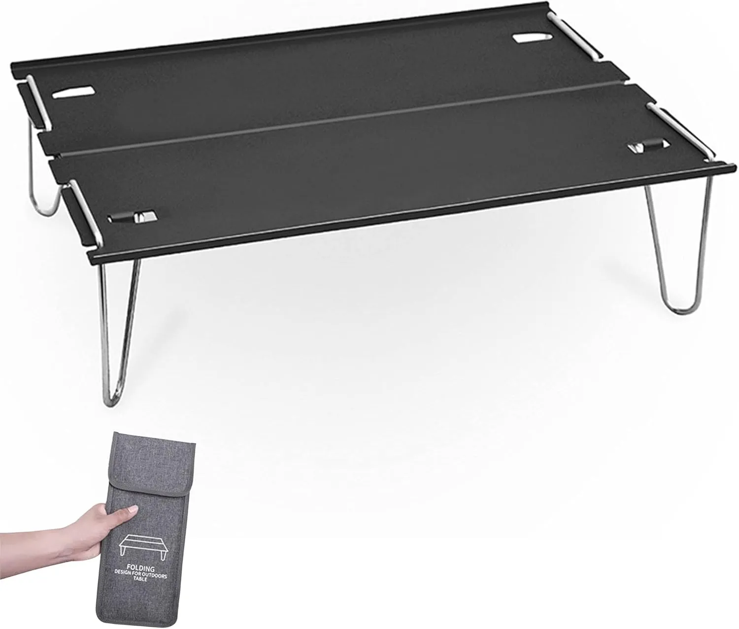 Ultralight Mini Folding Camping Table, Portable Outdoor Aluminum Alloy Compact Table, Multipurpose BBQ Coffee Table with Storage Bag for Camping Fishing Picnic