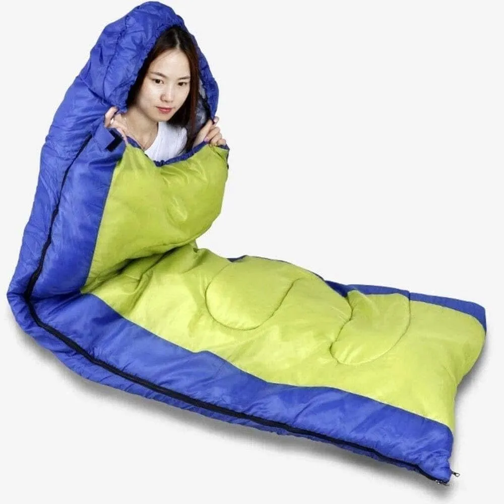 Ultralight Outdoor Sleeping Bag, Machine Washable, Splicable Envelope Sleeping Bag with Hollow Cotton, Windproof Cap for Camping
