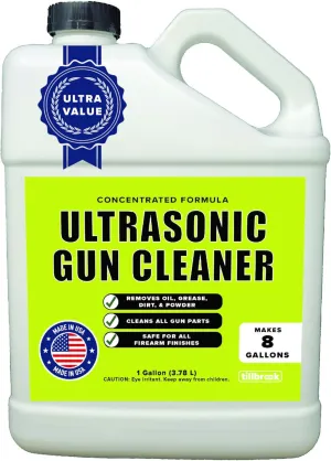 Ultrasonic Gun Cleaner - Makes 8 Gallons - Tillbrook Concentrated Ultrasonic Gun Cleaner - 128 oz Cleaning Solution for Guns, Pistols, & Gun Parts - Safe for Most Gun Finishes - Removes Oil & Grease