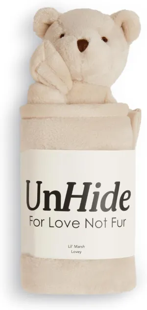 UnHide Lil' Marsh Lovey - Super Soft Baby Blanket with Stuffed Animal - Perfect for Home, Travel and On The Go - 20' x 20', Bear