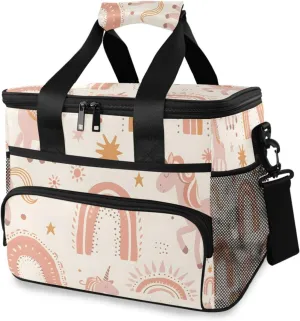 Unicorn Pink Horse Rainbow Cooler Bag Insulated Cooler Soft Sided Cooler 24 Can Portable Picnic Bag Large Leakproof Lunch Bag Box for Beach Grocery Camping Travel Car Men Women