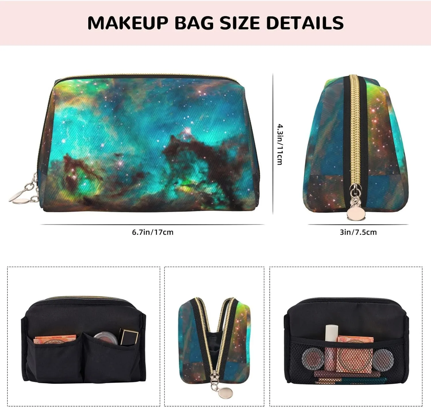 Universe Galaxy Space Travel-Ready Toiletry Bag, Compact Makeup Organizer For Women