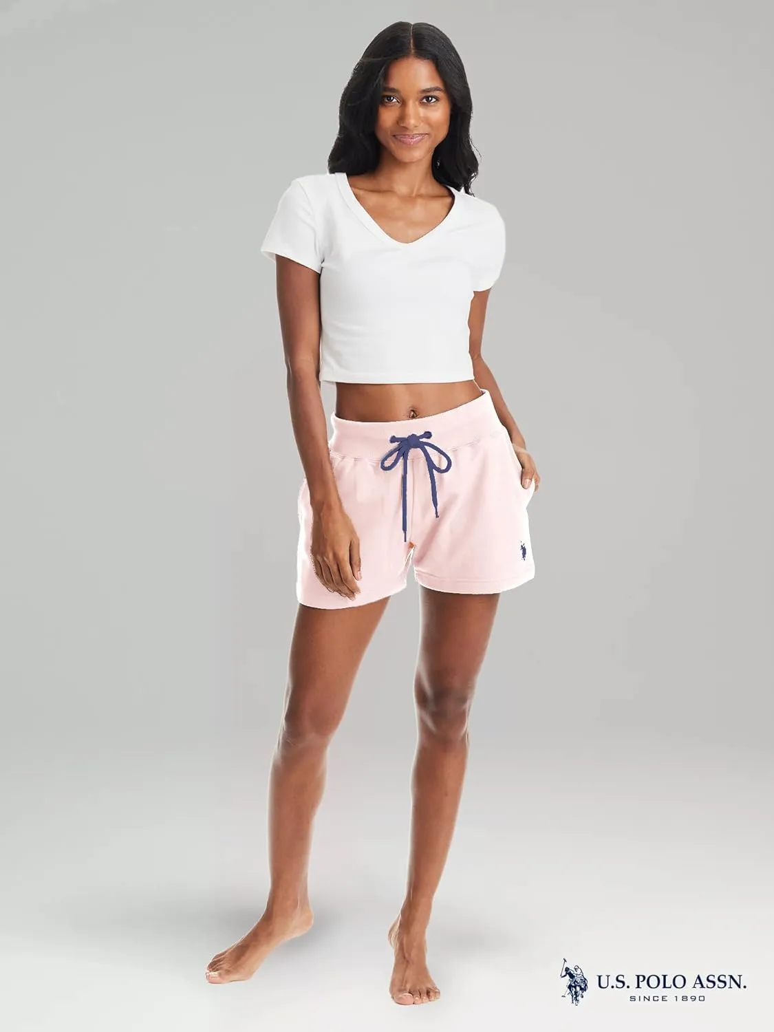 U.S. Polo Assn. French Terry Sweat Shorts Women, Poly-Cotton Lounge Sweatpants Shorts for Women