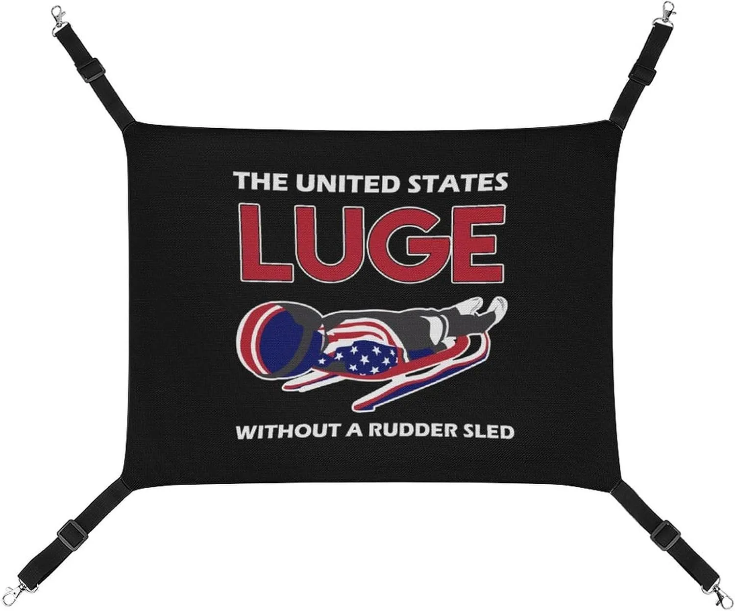 USA Luge Ice Sports Cat Hanging Hammock Soft Breathable Pet Cage Dog Hammock with Adjustable Straps and Metal Hooks