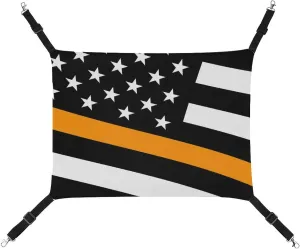USA Thin Orange Line Flag Hanging Cat Bed Soft Breathable Pet Hammock for Cage Pet Sleeper for Kitten Ferret Puppy Rabbit