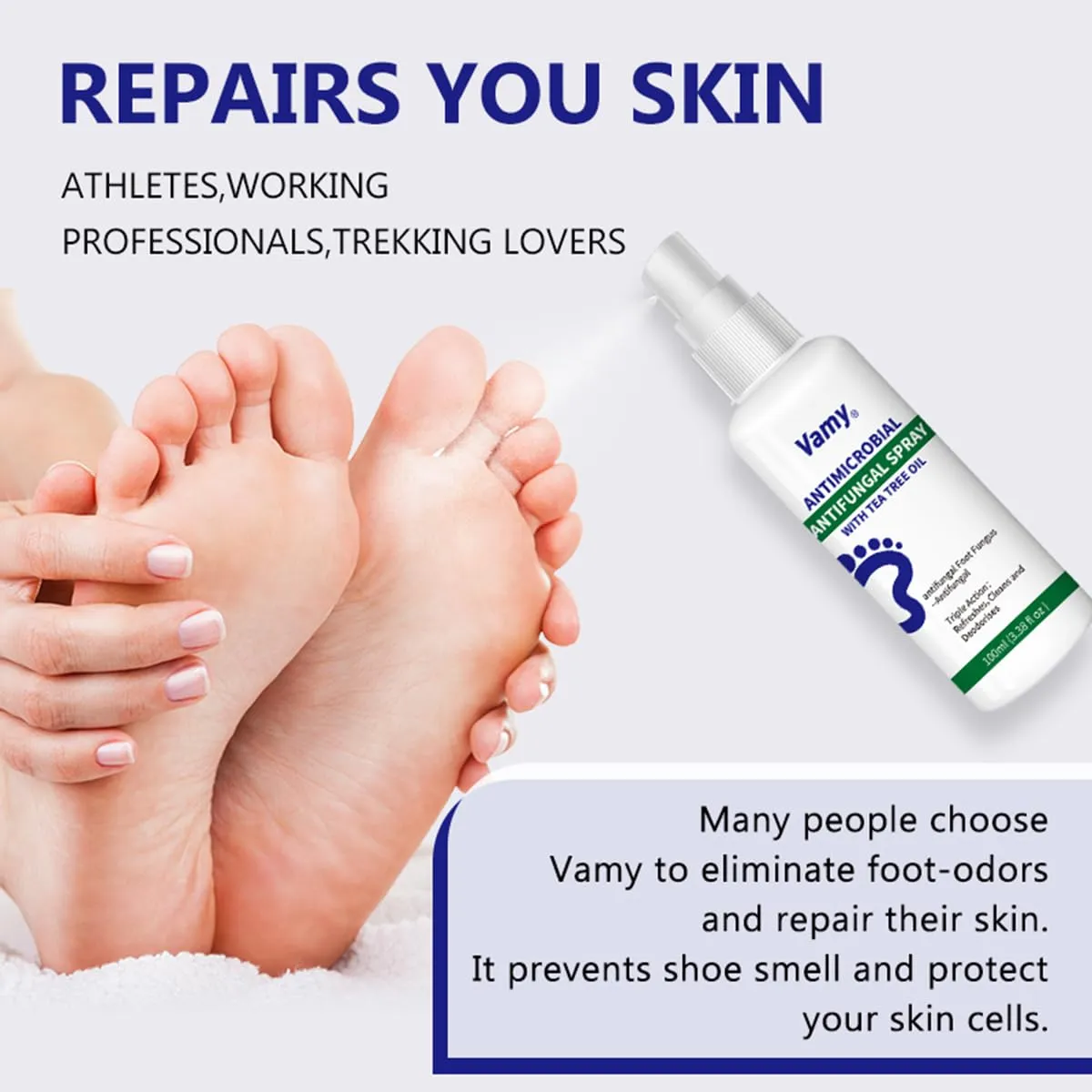 vamy Complete Foot & Nail Kit Nail Solution and Foot Sanitizer Spray with Tea Tree Oil 3.38oz (1 ct)