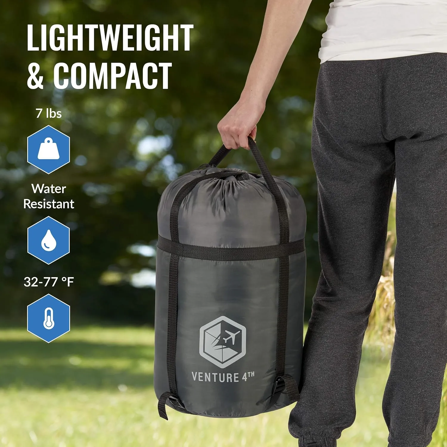 VENTURE 4TH Backpacking Sleeping Bag – XXL, Double and Single Sizes - Lightweight Warm & Cold Weather Sleeping Bags for Adults, Kids & Couples – Ideal for Hiking, Camping & Outdoor Adventures