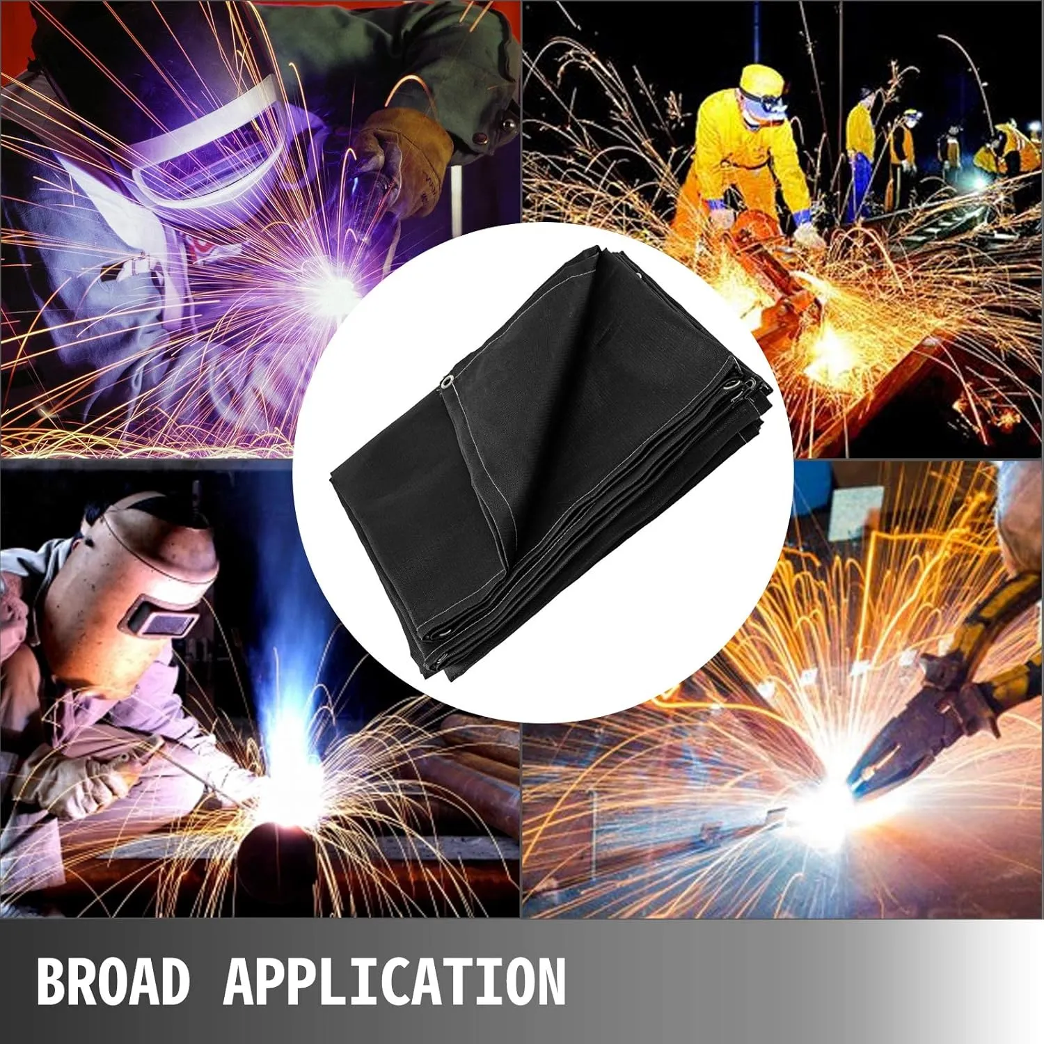 VEVOR 10 x 10 Ft Welding Blanket Black Fiberglass Blanket Portable Fiberglass Fire Retardant Blanket Welding Mat Welding Fireproof Thermal Resistant Insulation With Carry Bag