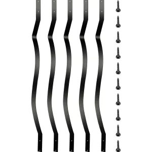 VEVOR Deck Balusters, 32.25"x1" Metal Deck Spindles, 51 Pack Staircase Baluster with Screws, Aluminum Alloy Deck Railing for Wood and Composite Deck, Wave Arc Baluster for Outdoor Stair Deck Porch